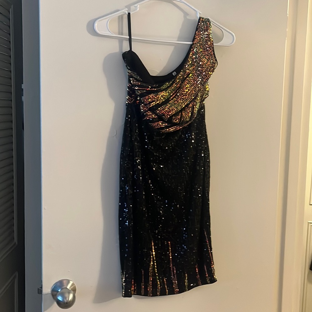 Joyfunear One shoulder sequined bodycon dress